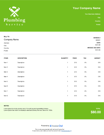 Download emergency service invoice template