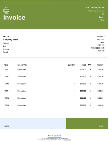 Download freelance printable invoice template
