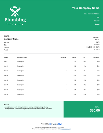 Plumbing Invoice