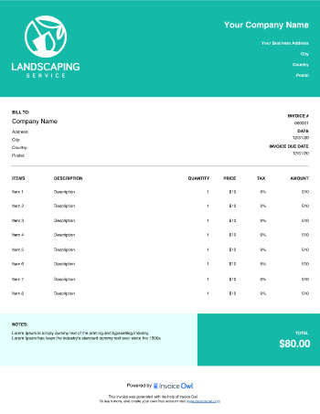 Gardening invoice