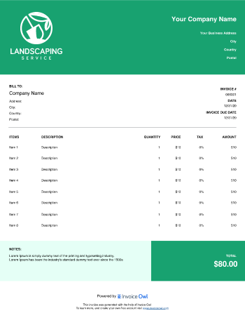 Landscaping invoice