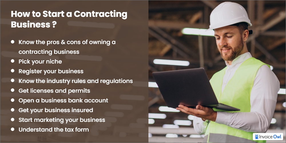 Steps to start an independent contractor business infographic