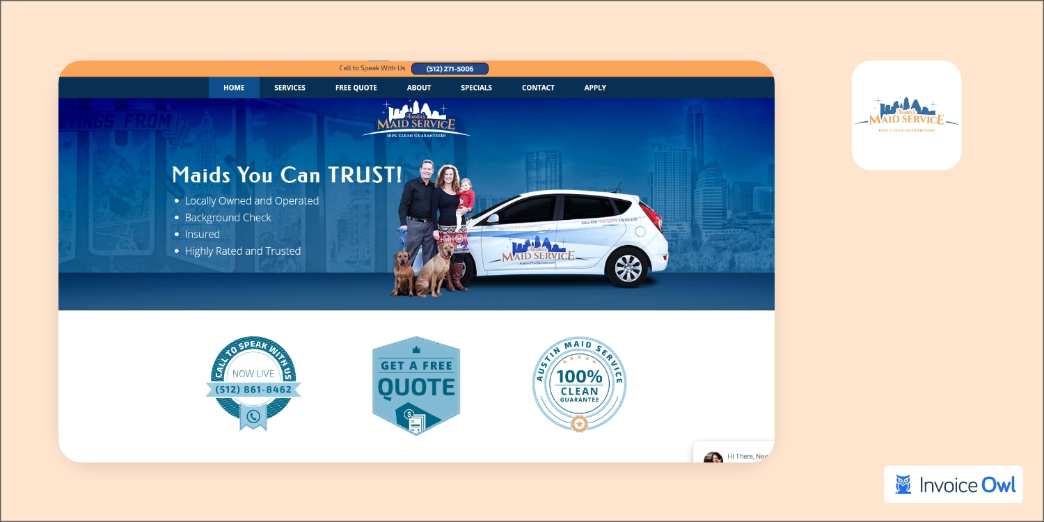 Austin's Maid Service website