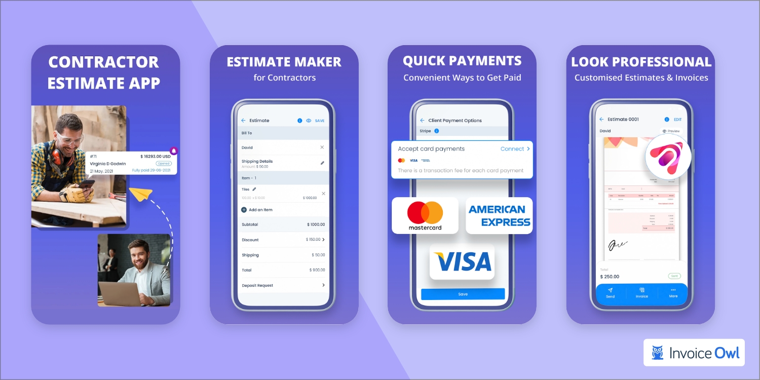 InvoiceOwl appliance repair invoicing app interface