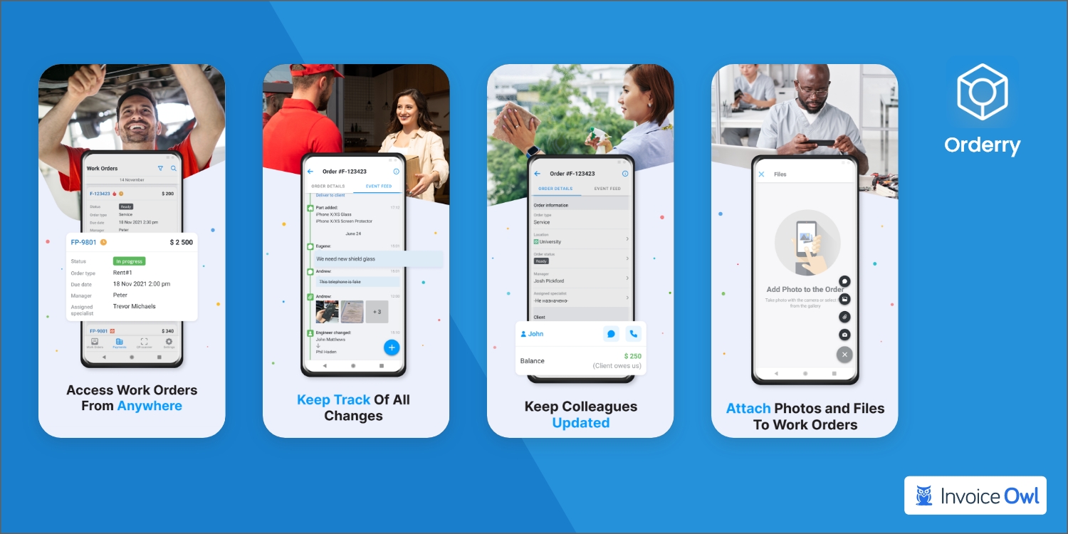 Orderry repair service software dashboard