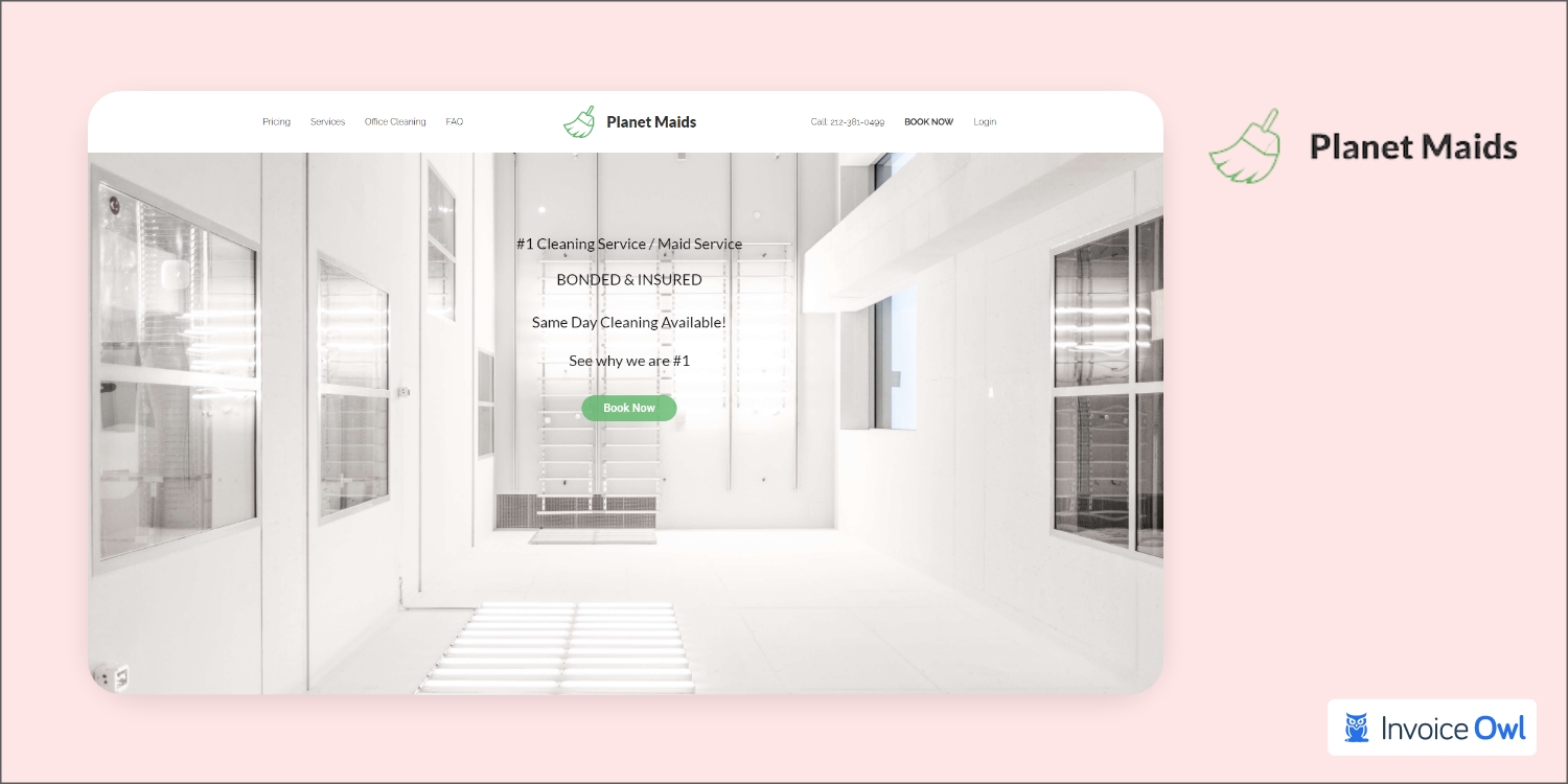 Planet Maids cleaning service website