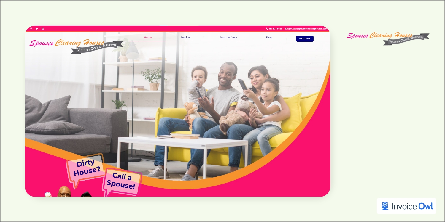 Spouses Cleaning Houses website