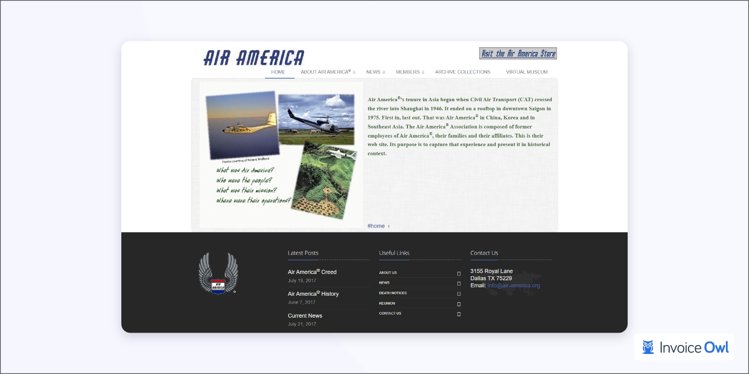 Air America HVAC website with patriotic color scheme and calendar scheduling