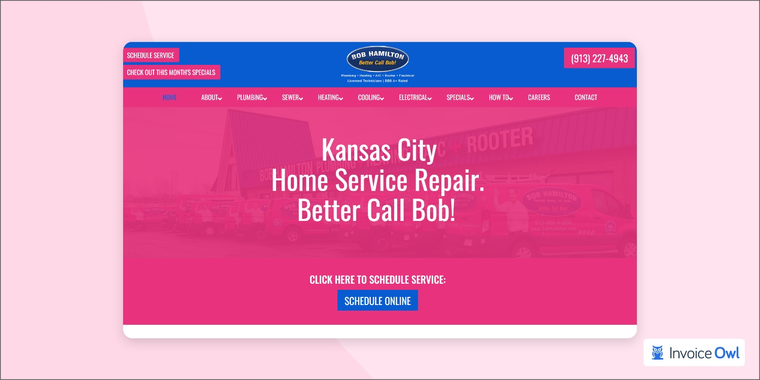 Bob Hamilton Home Services website featuring simple and accessible design