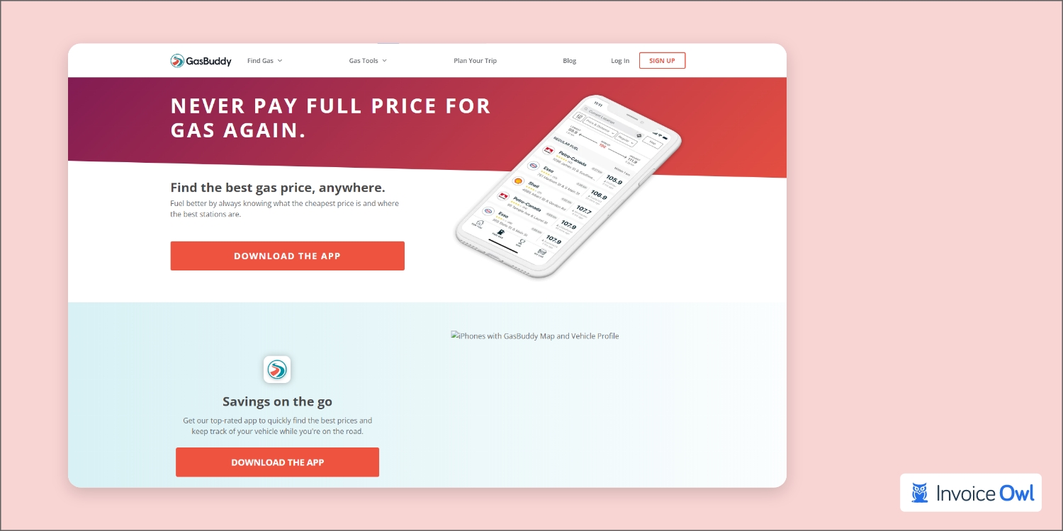 GasBuddy app showing fuel prices