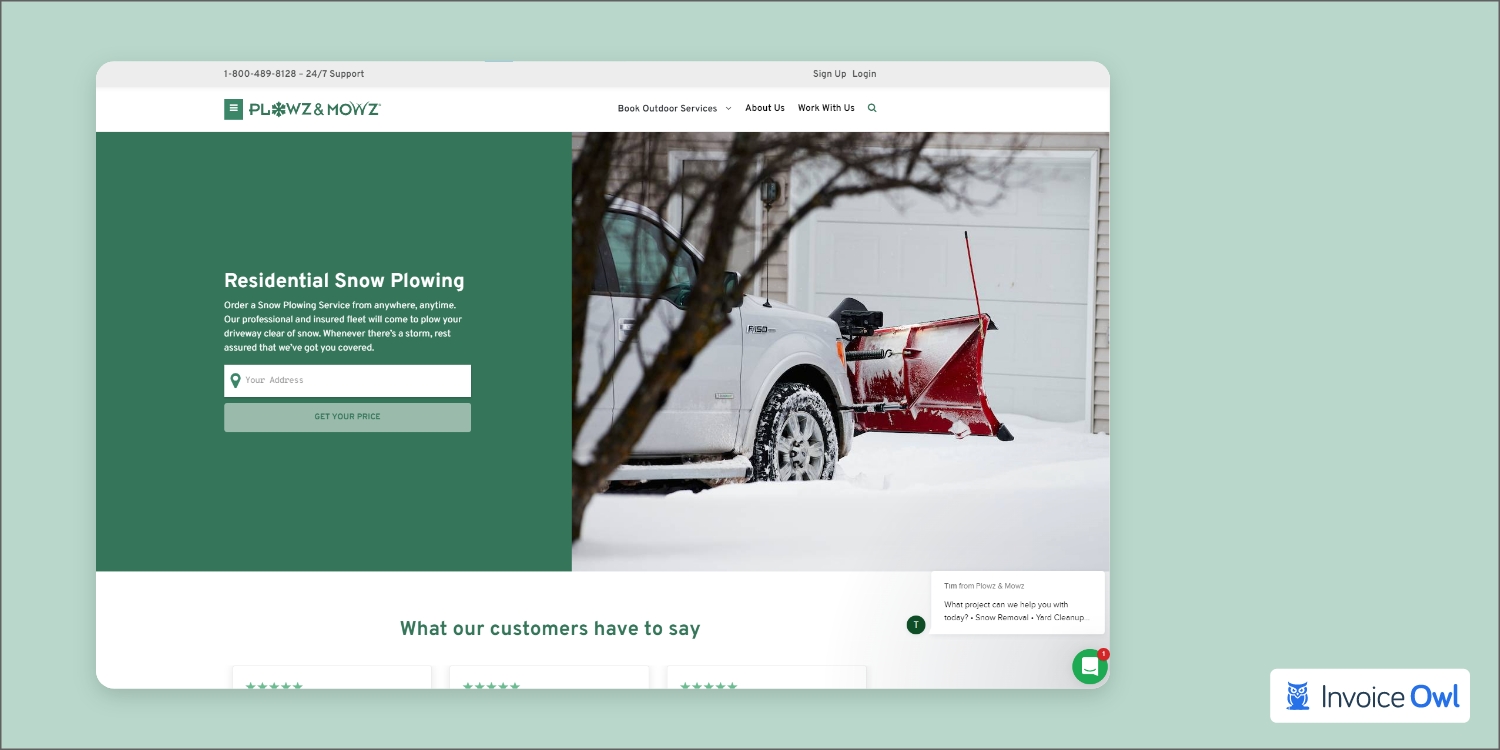 Plowz & Mowz mobile app interface