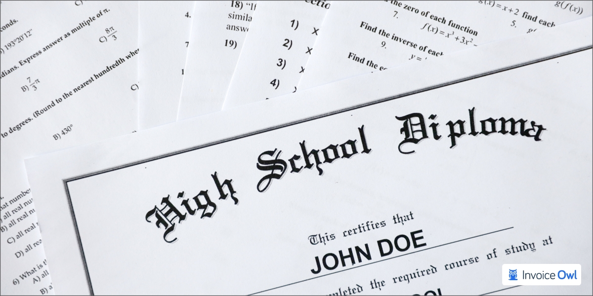 Student receiving high school diploma