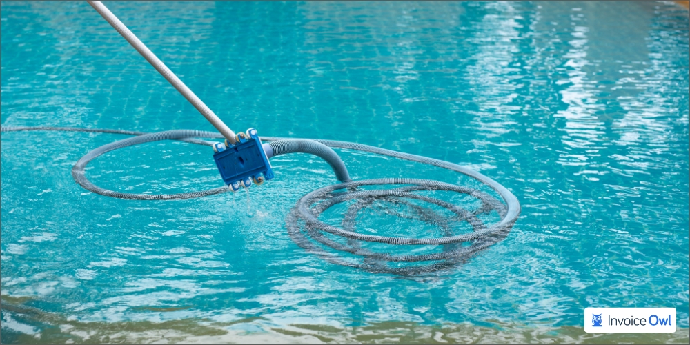 Pool vacuuming process with professional equipment