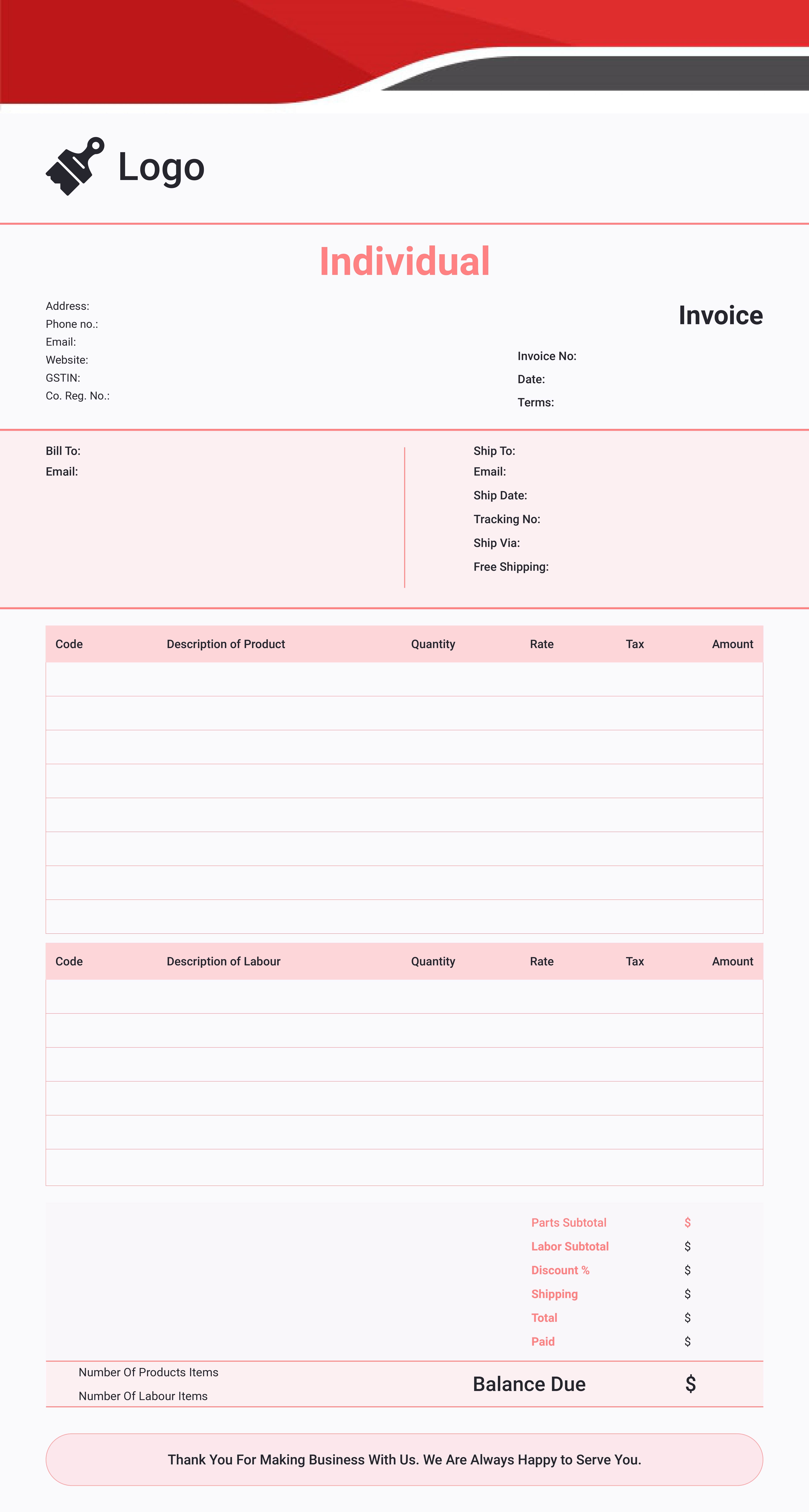 Download Free Pdf Invoice Templates Invoiceowl