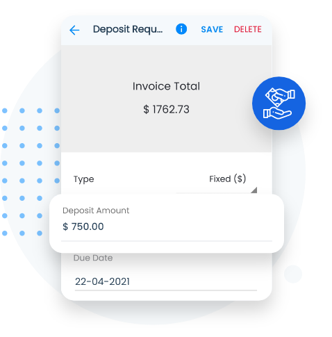 Accept upfront deposits using invoicing app