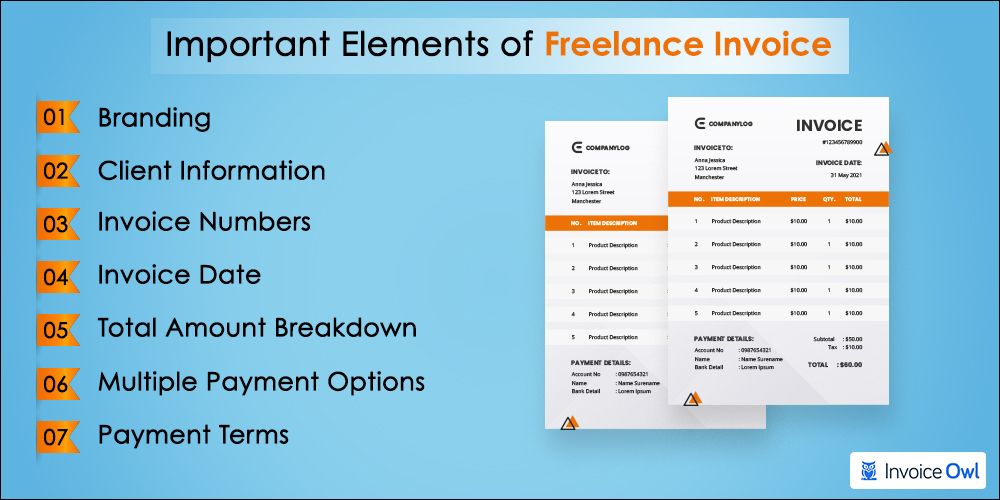 Important elements of freelance invoice