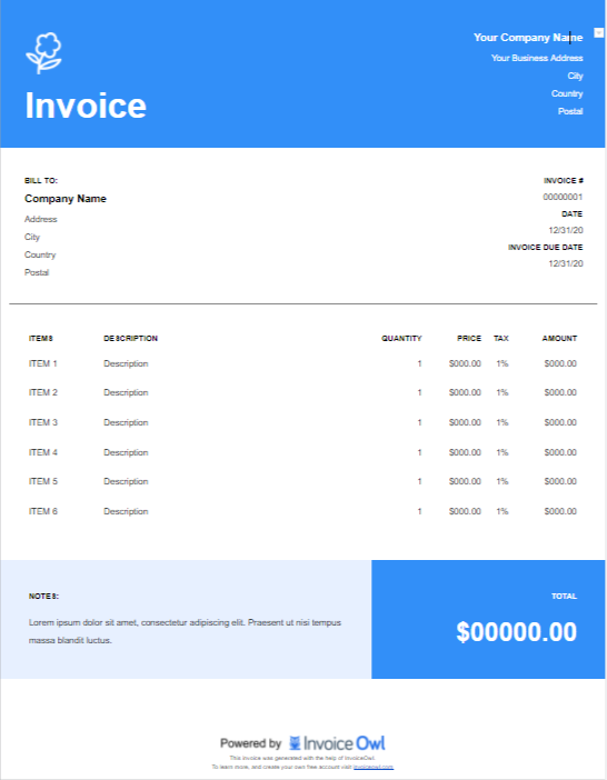 Hourly Invoice Template