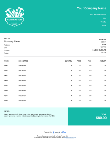 Download carpet flooring contractor invoice template