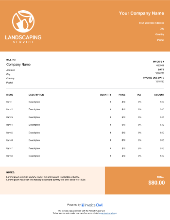 Download corporate landscaping invoice template