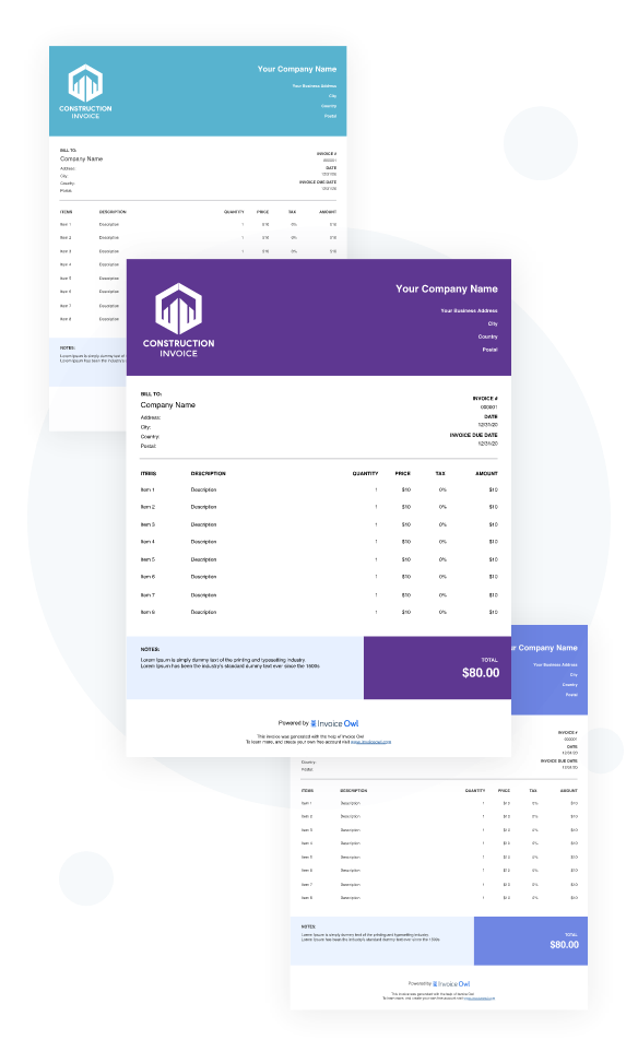 How to create construction invoice template