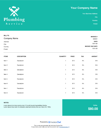 Download handyman service invoice template