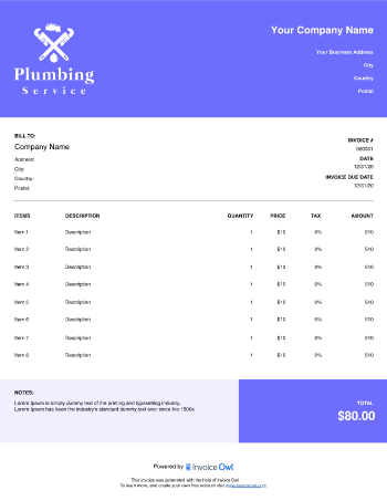 Download muncipal service invoice template