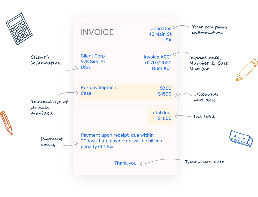 Elements of attorney invoice