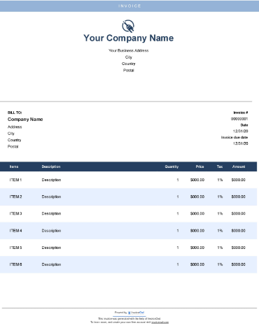 Download municipal painting invoice template