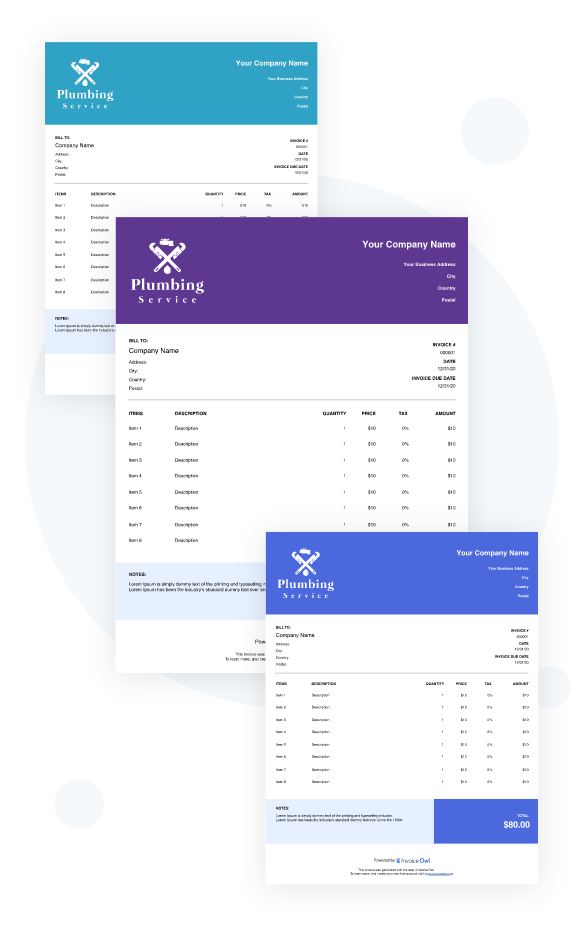 Plumbing invoice templates