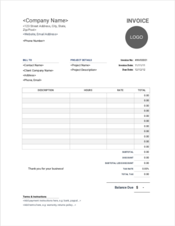 Download portrait photography invoice template