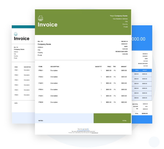 printable invoice template word excel pdf google docs