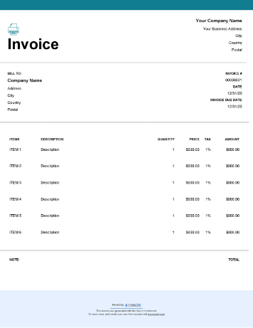 printable invoice template word excel pdf google docs