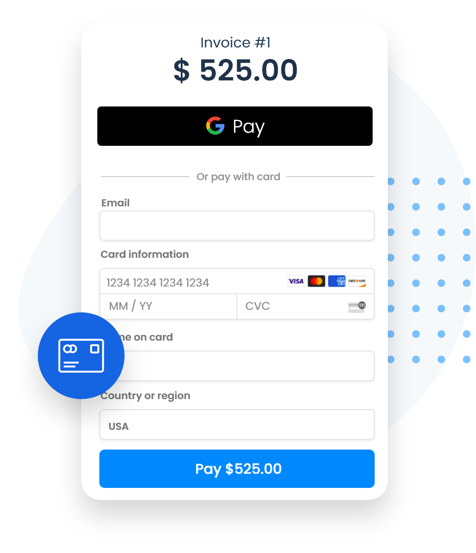 Accept payment via credit cards and online payment methods