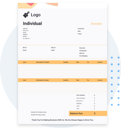 Download fully customized PDF invoice template