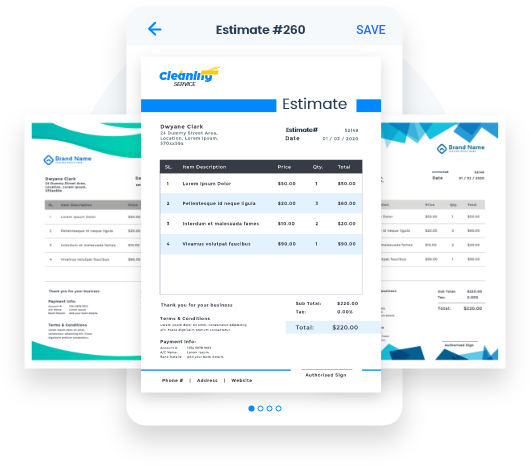 Create estimates and invoices using predefined templates