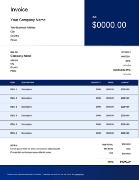 Download AC installation invoice template