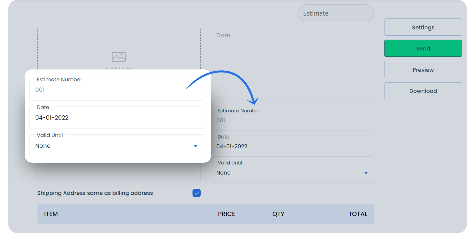 Enter estimate details
