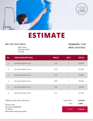 Estimate with invoiceowl