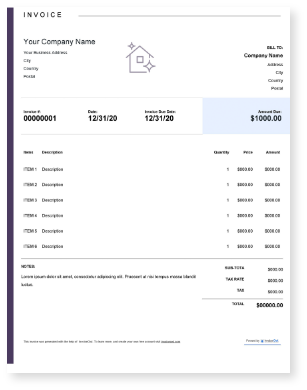 Download home renovation invoice template