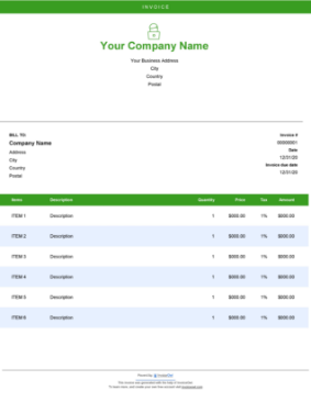 Download photography invoice template