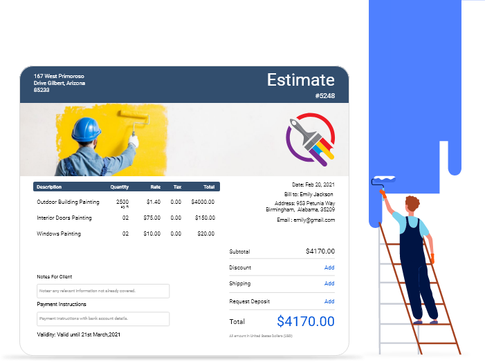 Download Free Painting Estimate Template in word, excel, pdf format