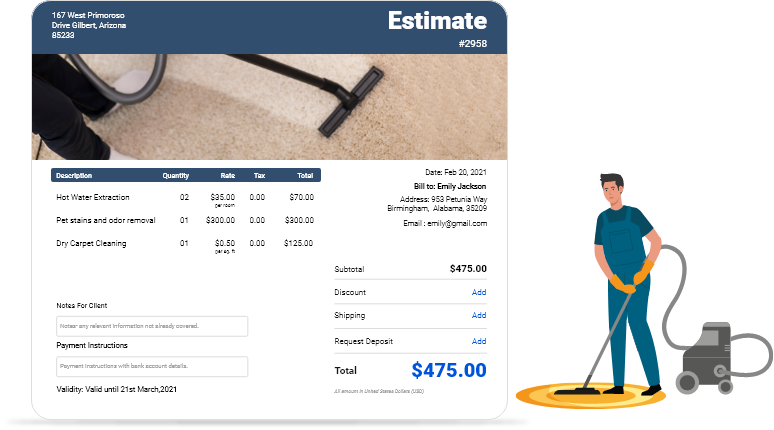 Download carpet cleaning estimate template and win more jobs