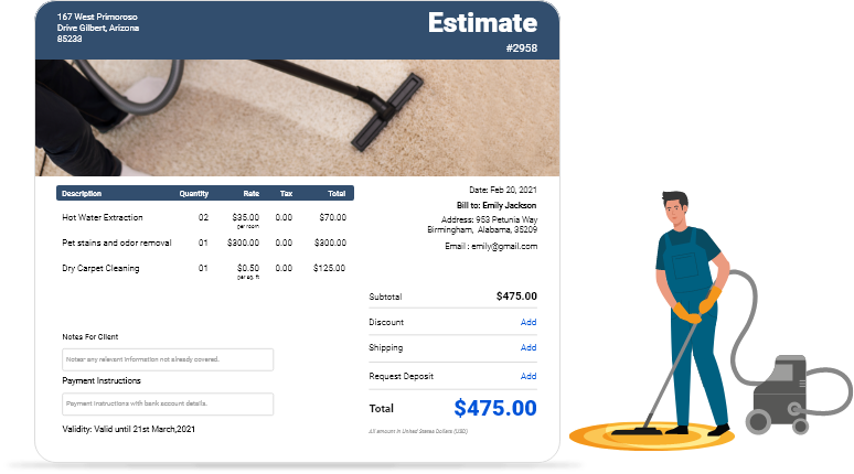 Download carpet cleaning estimate template and win more jobs