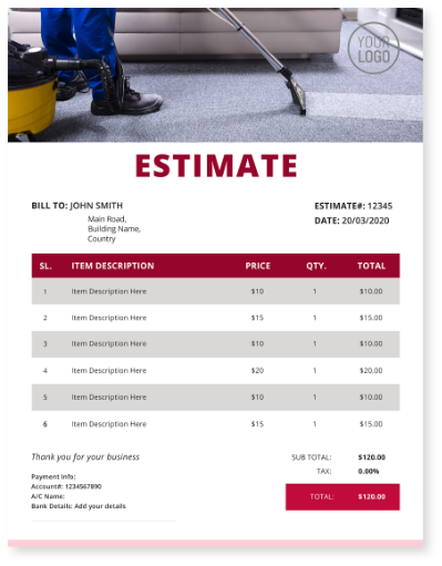 Create free cleaning estimate with InvoiceOwl