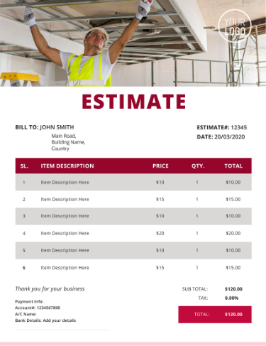 Create free construction estimate with InvoiceOwl