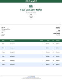 Download plumbing contractor estimate template