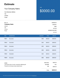 Electrical contractor estimate template