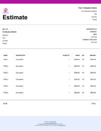 Homeowners landscaping estimate template