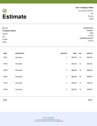 Download HVAC contract estimate template