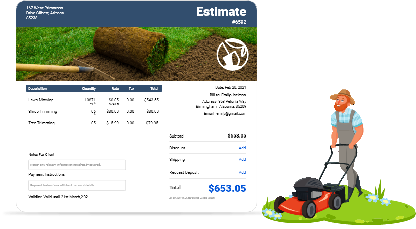 Create and send accurate landscaping estimate